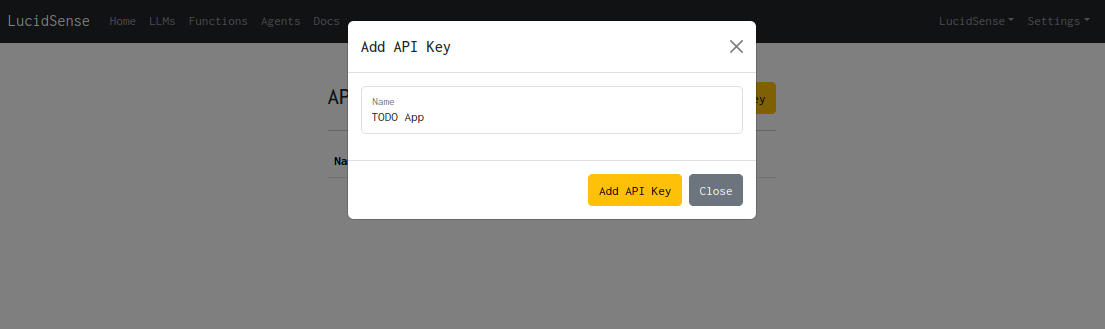 Add a new API key