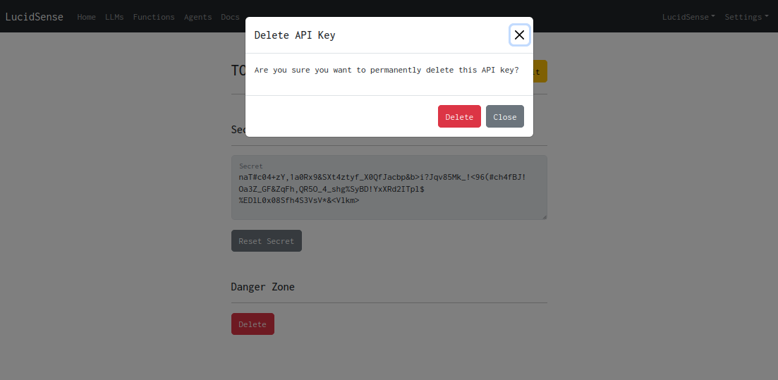 Delete API key